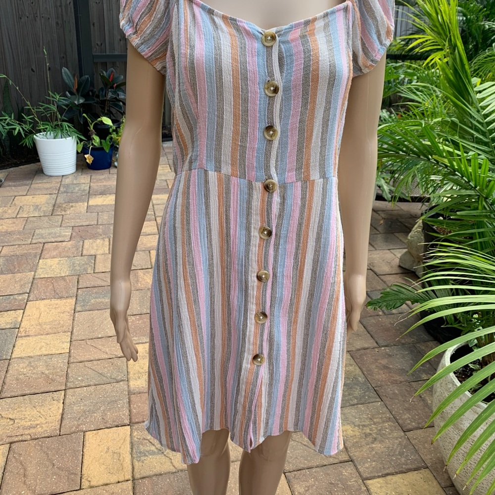 Angie brand Pastel Striped Midi Dress size large - Picture 2 of 15